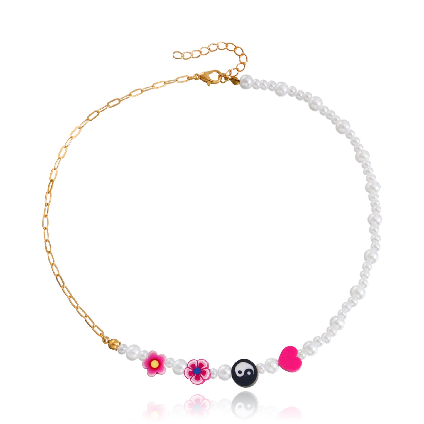 Jewelry Bohemian imitation pearl soft pottery multi-element beaded necklace baby bead necklace hot girl