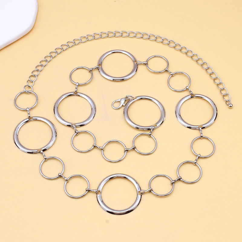 Jewelry simple size round chain body chain personality retro cold metal waist chain