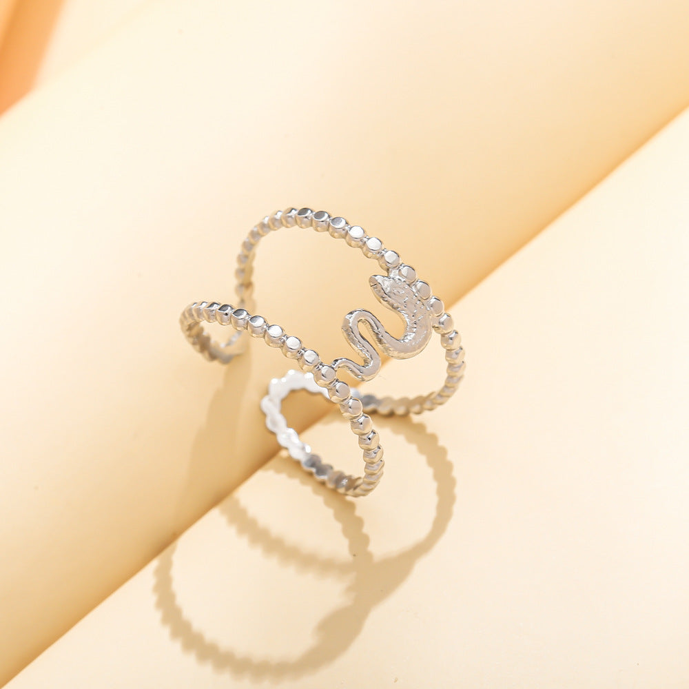 Fashion trendy men's cool and handsome stainless steel snake-shaped ring personality creative punk titanium steel ring jewelry