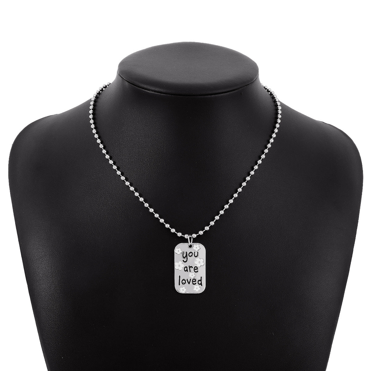 1767 Minority Fashion Sweater Necklace Ball Chain Drop Oil Alphabet Personality Necklace Simple Square Necklace