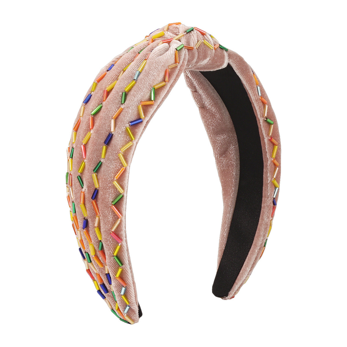 F4781 velvet hand-sewn headband pure color wide-brimmed knotted sweet retro resin headband female