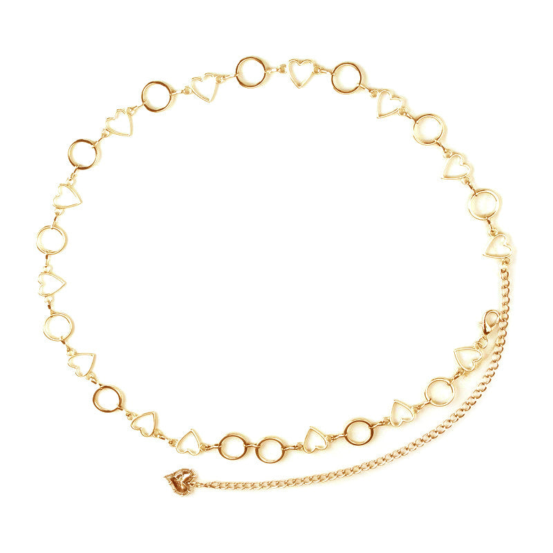 Sexy Simple Alloy Round Peach Heart Waist Chain Casual Geometric Single Layer Chain Love Decoration Body Chain