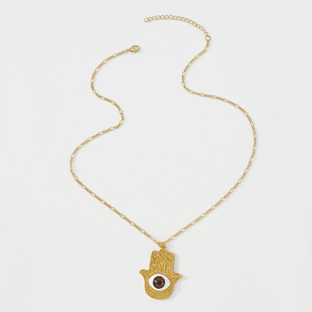 ZN89 Jewelry Copper-plated Creative Devil's Eye Palm Necklace Hip Hop Personality Geometric Necklace