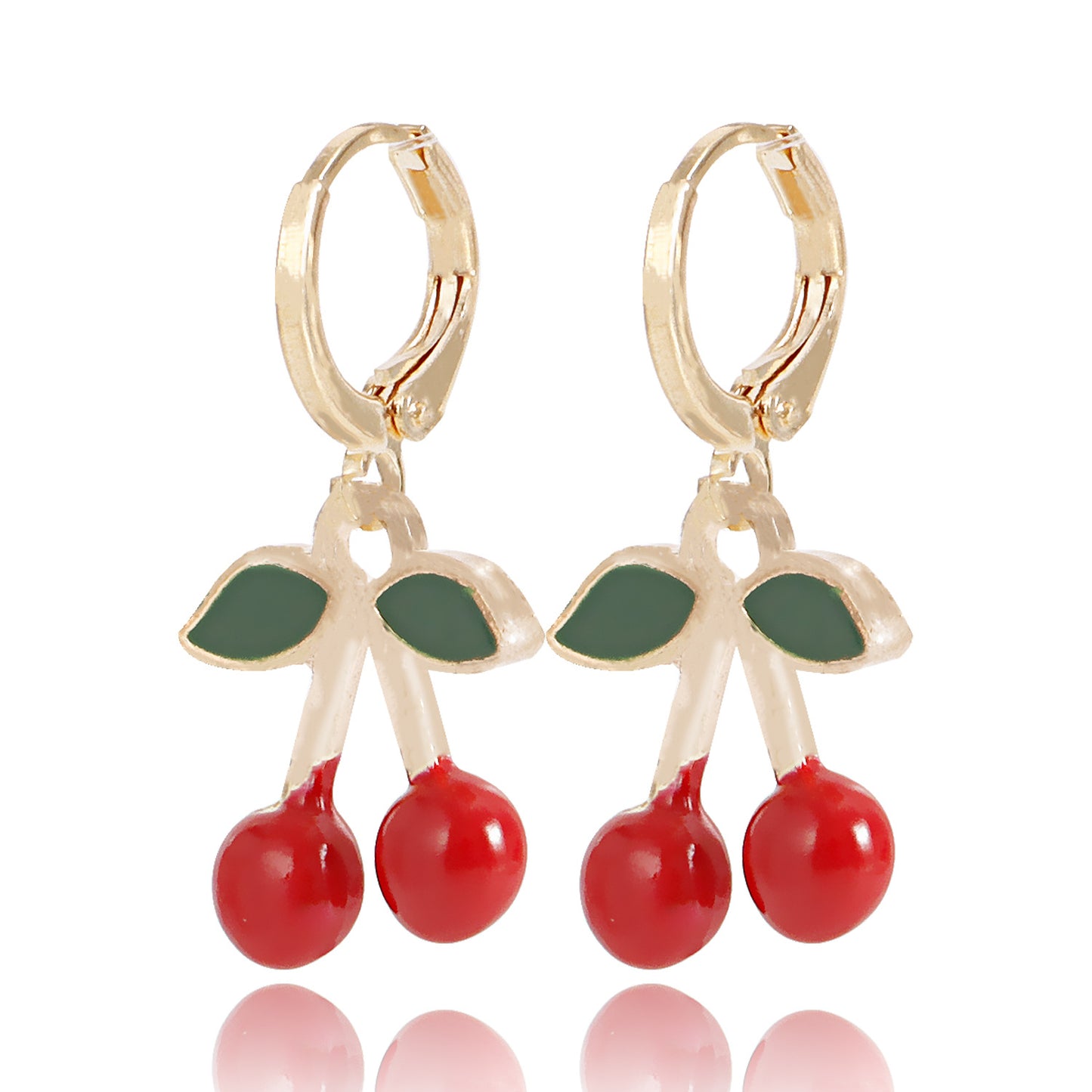 Jewelry ins multi-element red cherry hexagram love earrings female earrings high-end niche
