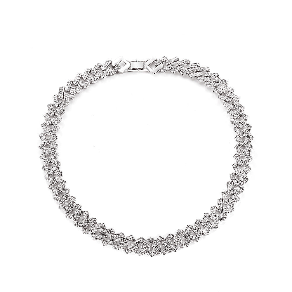 Jewelry Retro Hip Hop Rhombus Diamond Cuban Necklace Hiphop Trend Street Accessories Men