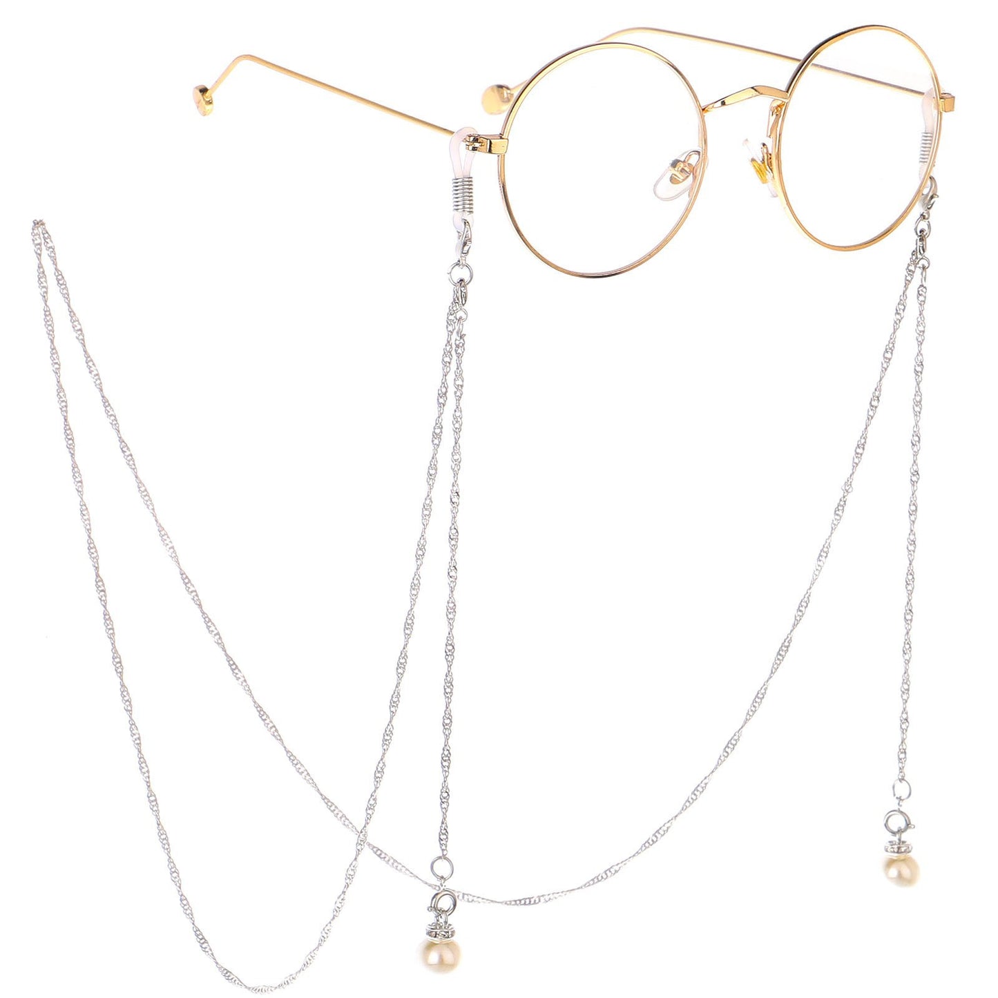 Wings with the same style of glasses hanging chain pearl chain multi-functional double buckle chain fashion sunglasses chain decorative glasses