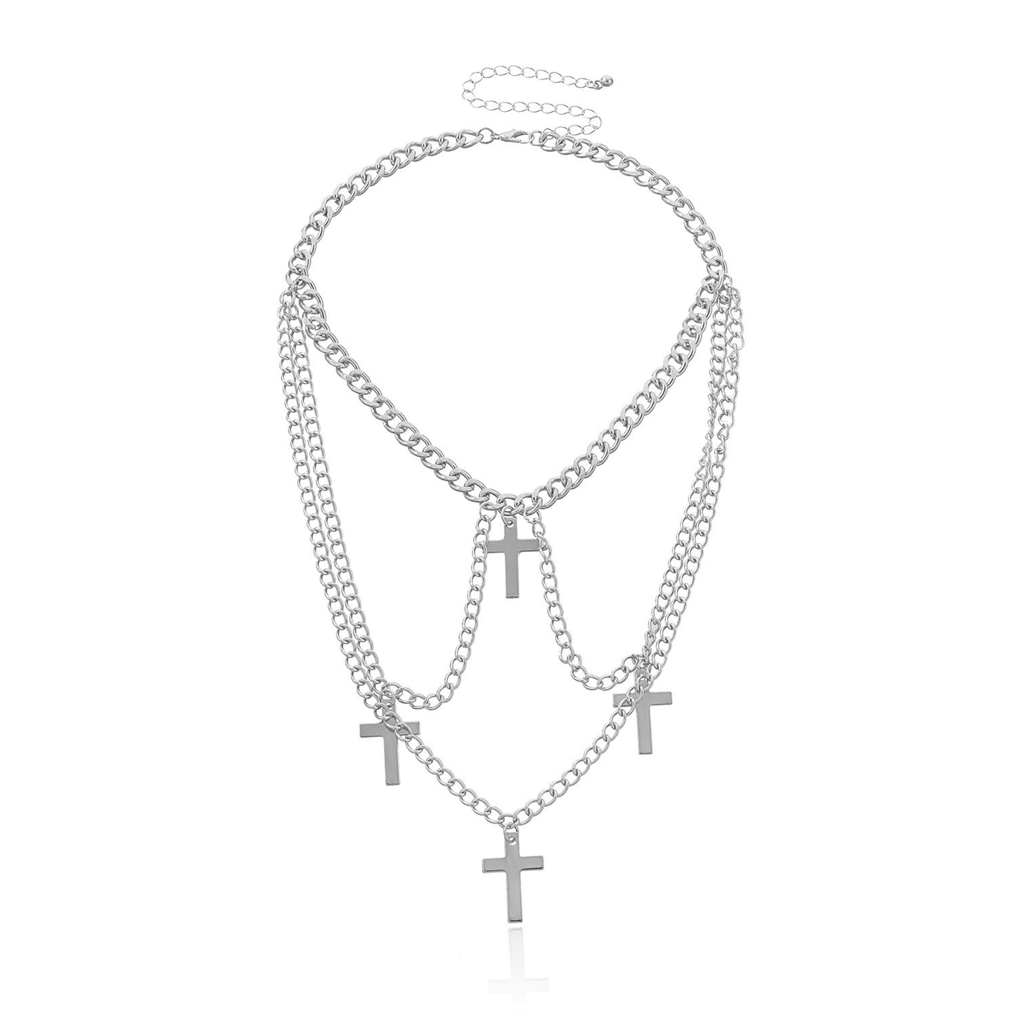 Jewelry fashion trend multi-layered cross pendant female personality short alloy necklace