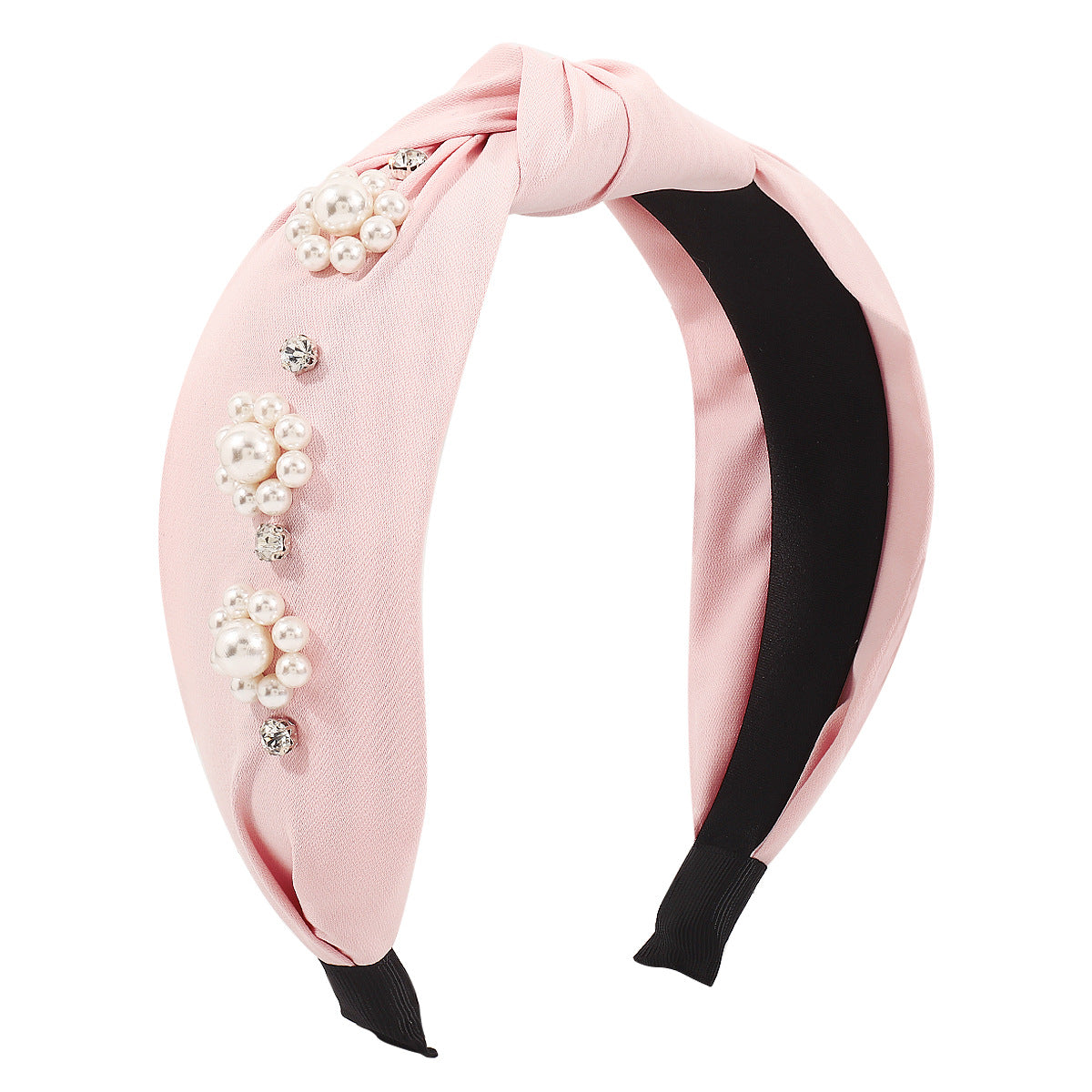 F5139 Temperament elegant retro pearl flower headband candy color simple fabric knotted sweet headband