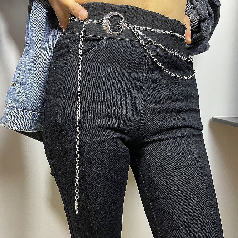 Simple and versatile variety of styles chain moon waist decoration female personality trend sun pendant waist chain
