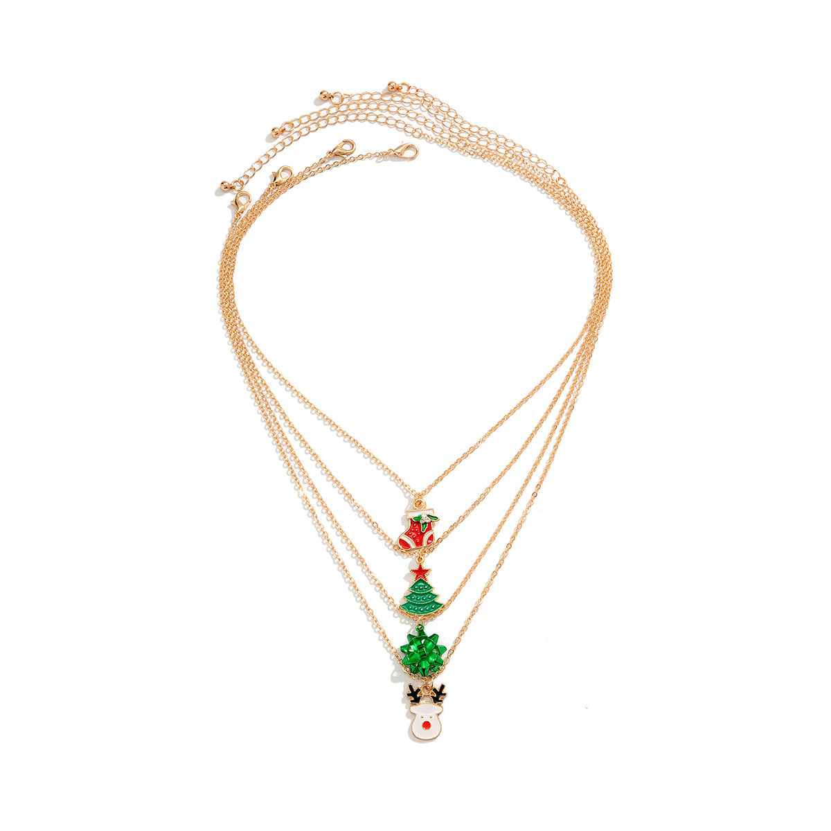 Jewelry Creative Diversified Christmas Tree Snowman Necklace Female Simple Imitation Pearl Drip Oil Star Necklace