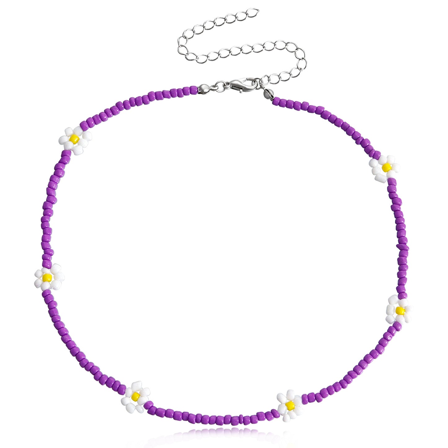 Jewelry Rice Bead Flower Necklace Women's Fashionable Temperament Adjustable Necklace