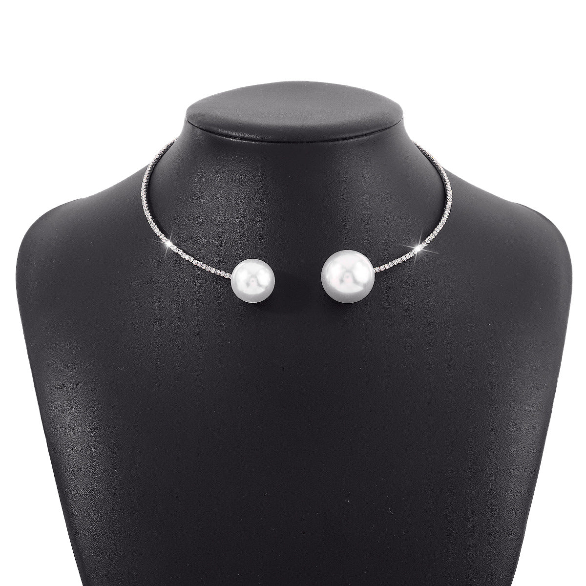N1586 Elegant Retro Full Diamond Necklace French Romantic Light Luxury Pearl Necklace Temperamental Geometric Necklace