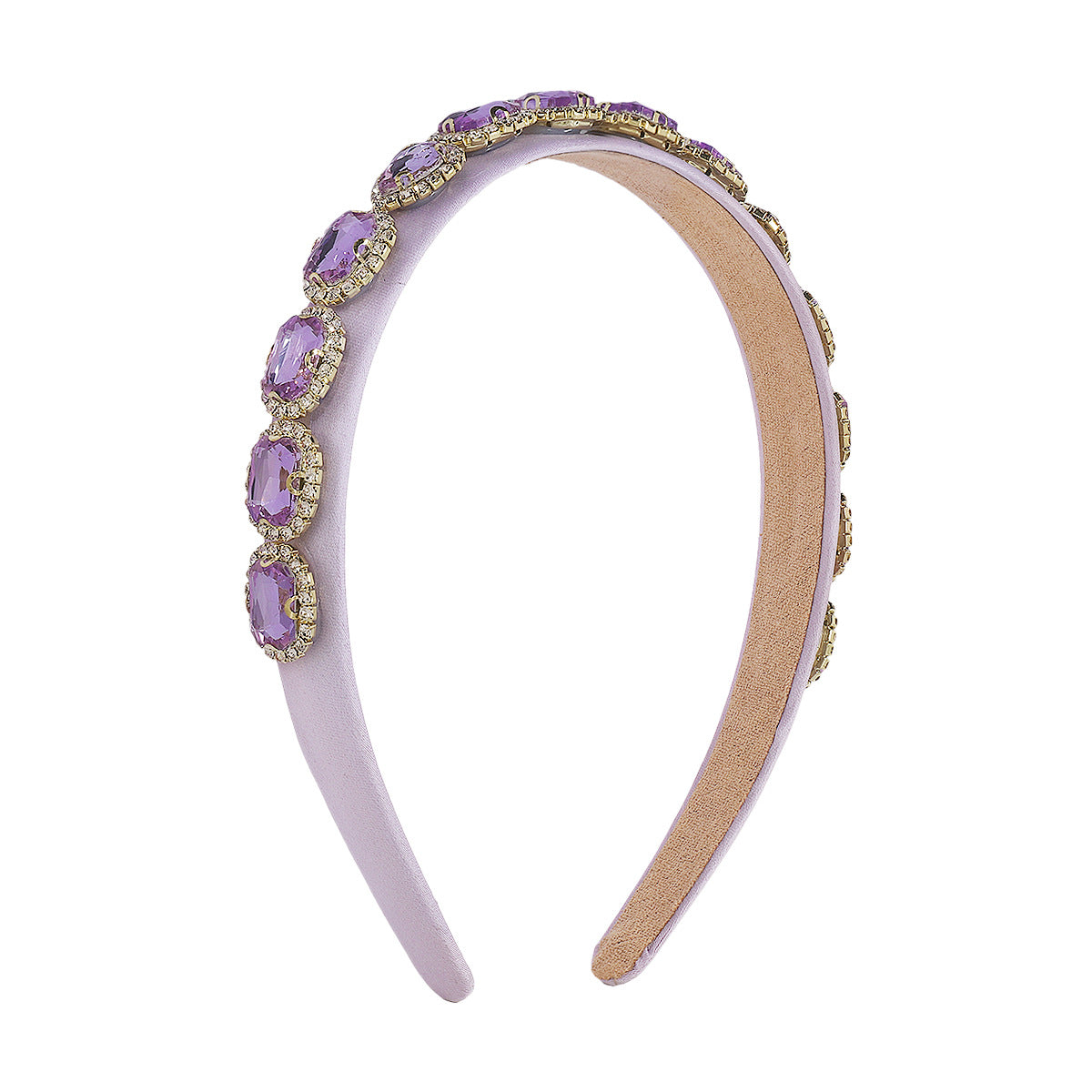 F4158 Baroque wide-brimmed hair hoop women's court light luxury geometric rhinestone head hoop color fashion hair band
