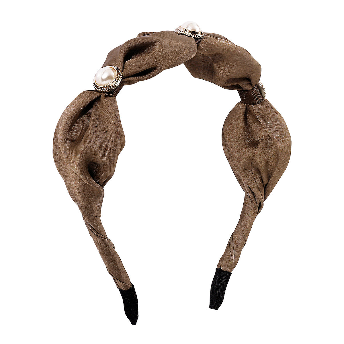 F4257 French baroque fashion headband Xiaoxiang wide edge imitation pearl fold fabric sweet headband