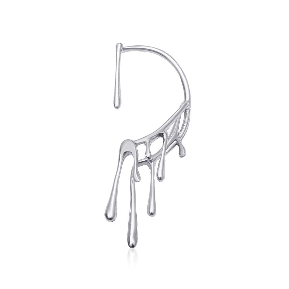 Exaggerated dripping wax personality trend lava earmuffs auricle ins cold retro earrings earrings female