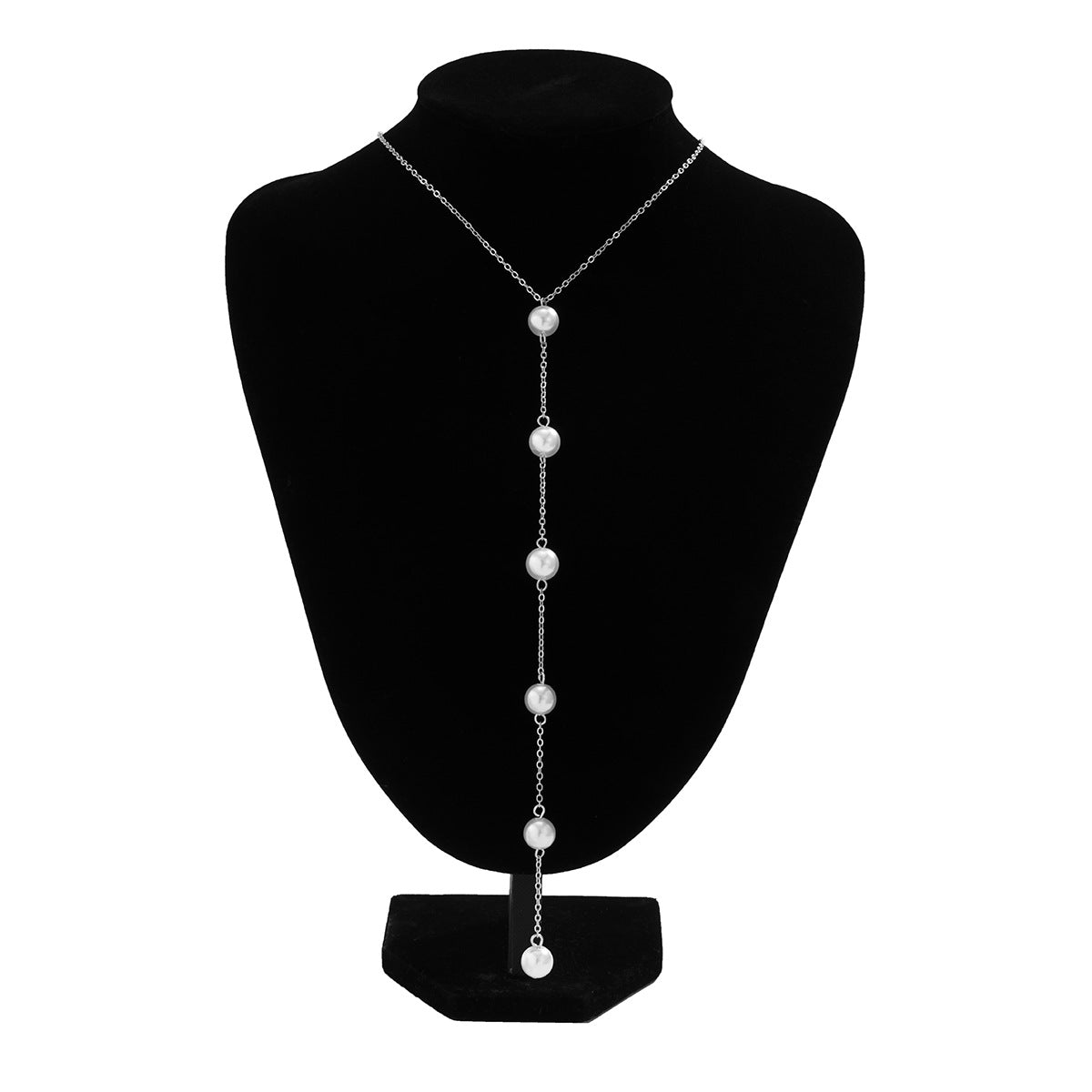 Jewelry Temperament Thin Chain Metal Necklace Female Simple Long Sexy Imitation Pearl Tassel Necklace