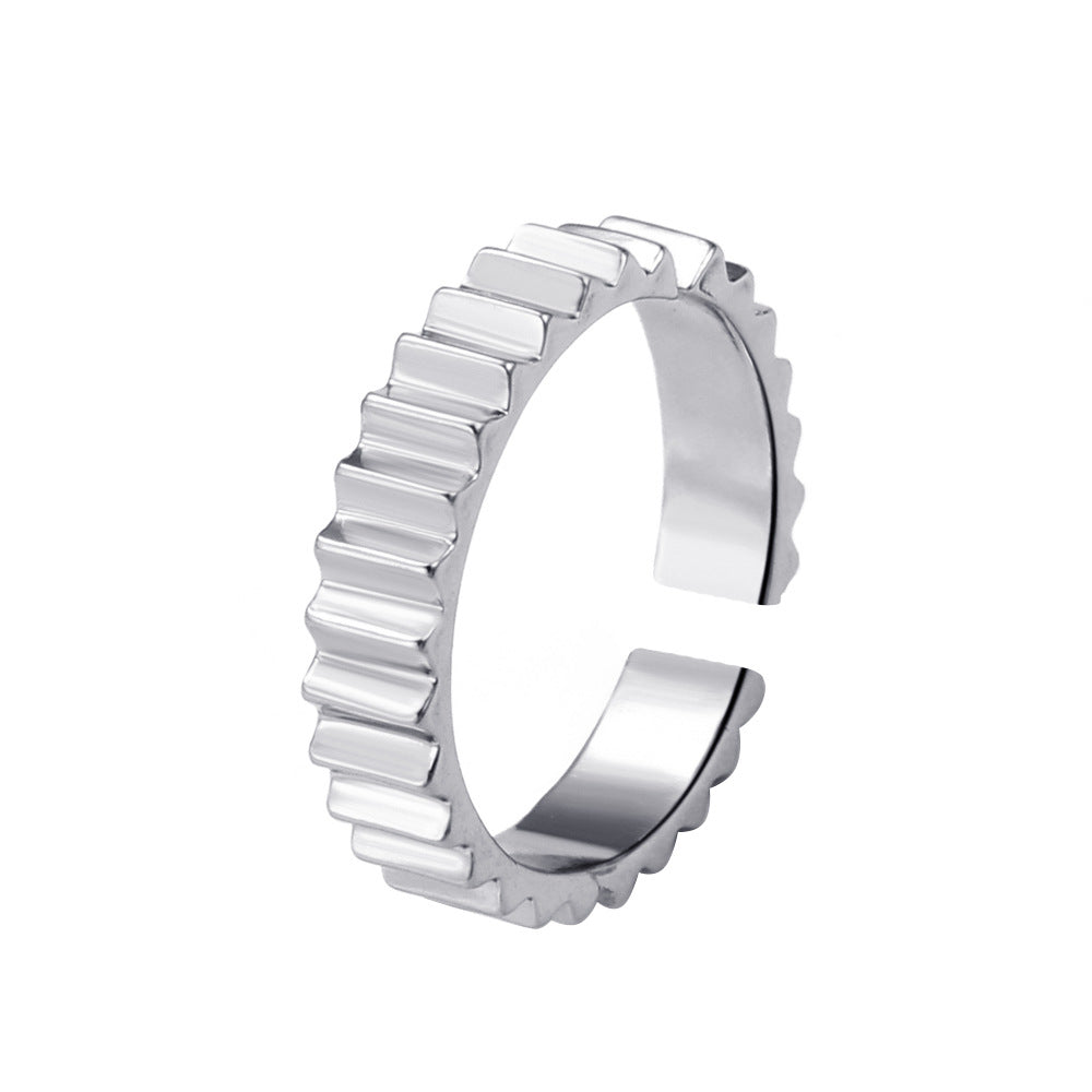 ins simple wide and narrow gear ring niche design geometric metal opening index finger ring couple ring