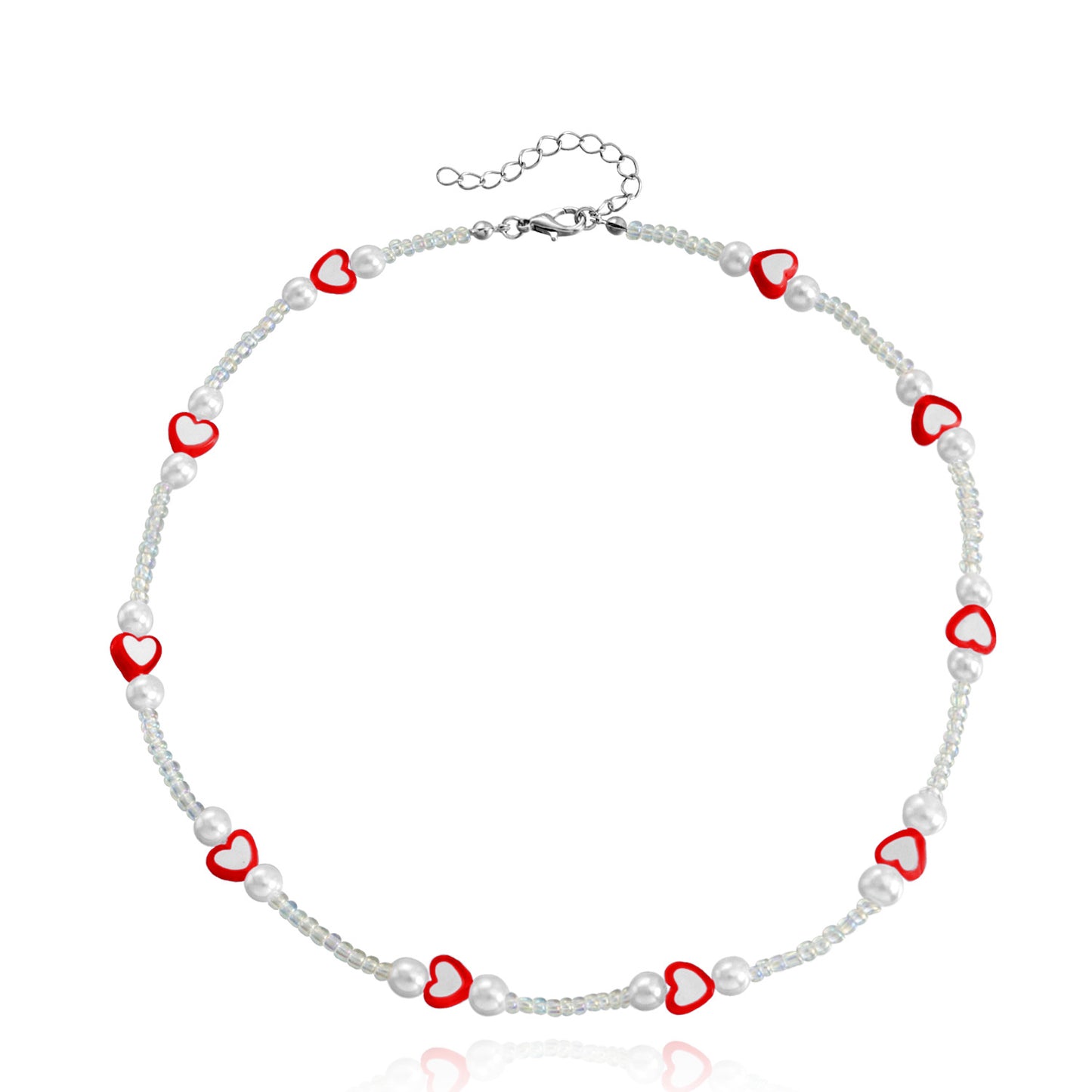 Jewelry bohemian color love transparent rice bead choker necklace female ins all-match high-end sense
