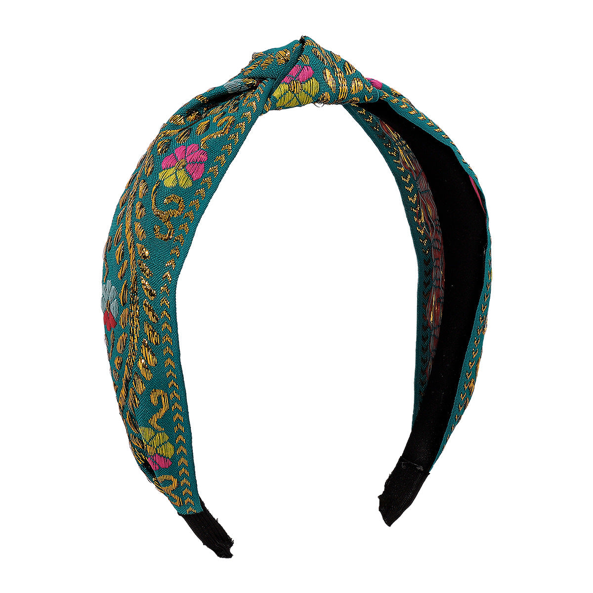 F4545 Ethnic Embroidery Geometric Flower Fashion Headband Retro Leaf Net Red Fabric Knotted Personality Headband