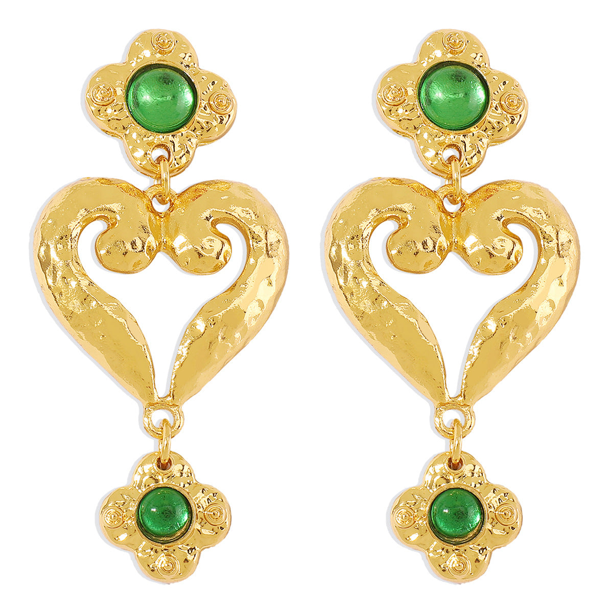 E1118 French temperament symmetrical geometric love rhinestone earrings medieval retro vintage earrings