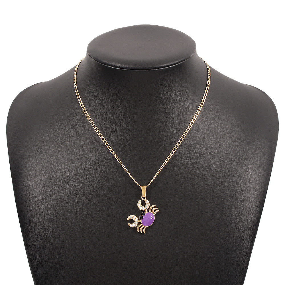 N9756 Personality Single Layer Necklace Simple and Cute Crab Pendant Necklace Temperament Drip Oil Fashion Necklace