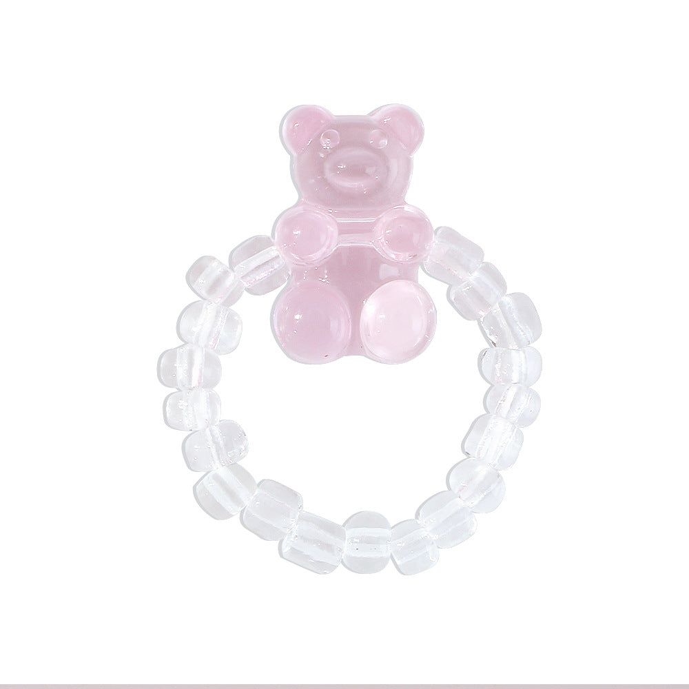 R613 Jewelry Simple Cartoon Cute Bear Ring Funny Rice Beads Fashion Joint Ring