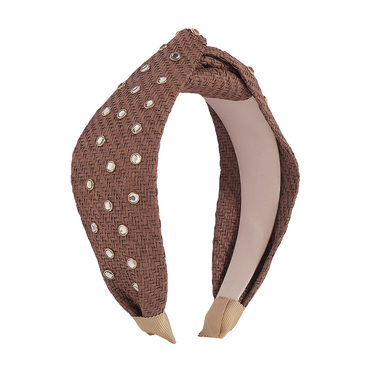 F459 Leisure vacation hair hoop straw braided wide-brimmed fashion geometric head hoop Internet celebrity knotted hair accessories for adults