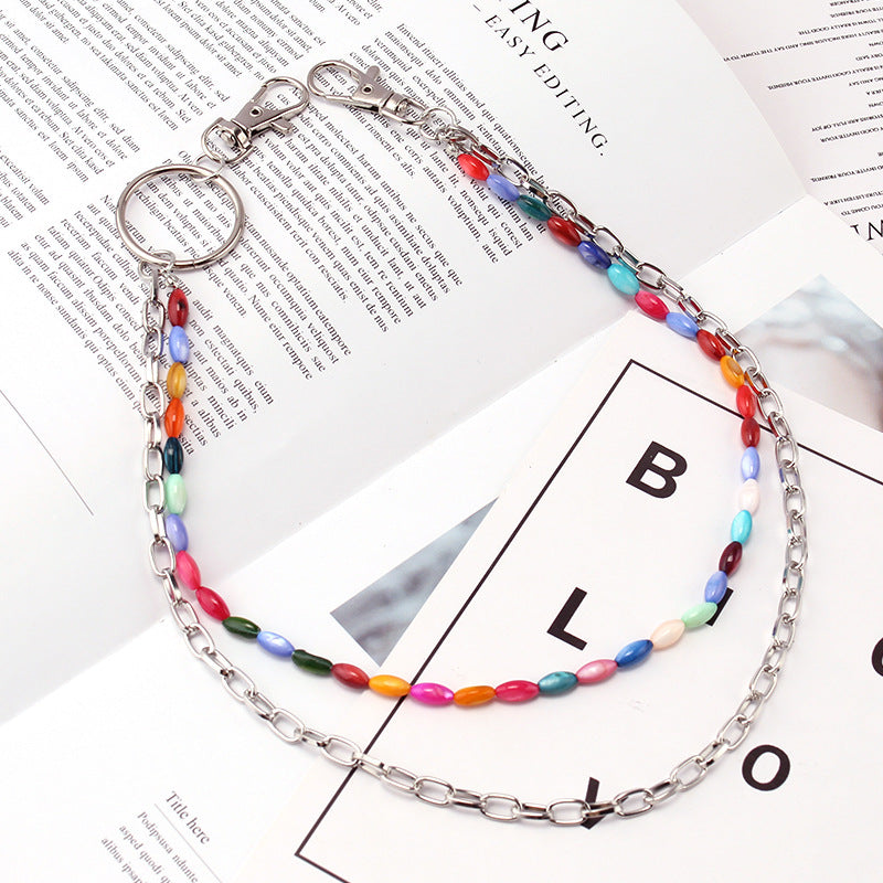 Trendy personality five-pointed star color shell waist chain retro beach sexy pants chain waist decoration