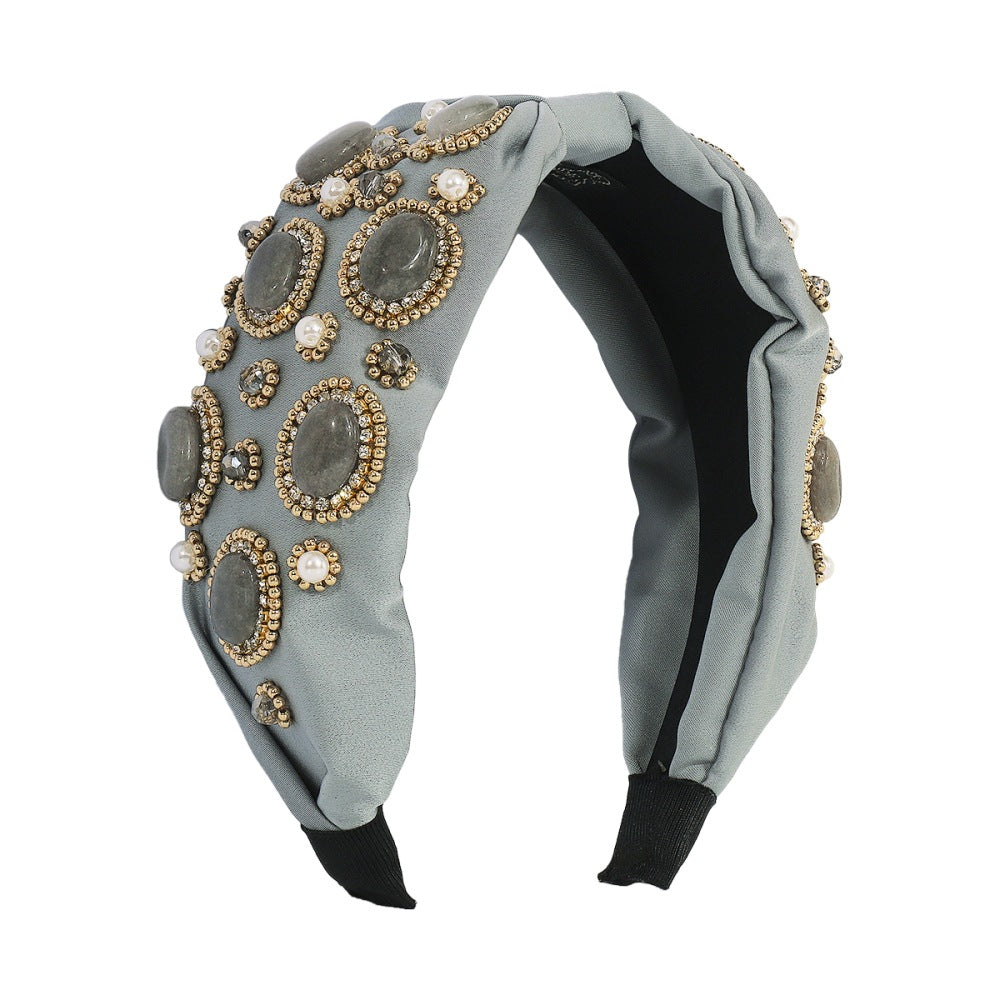 F3939 Oni fashion headband Baroque light luxury widening gemstone hair cave high skull top internet celebrity personality headband female