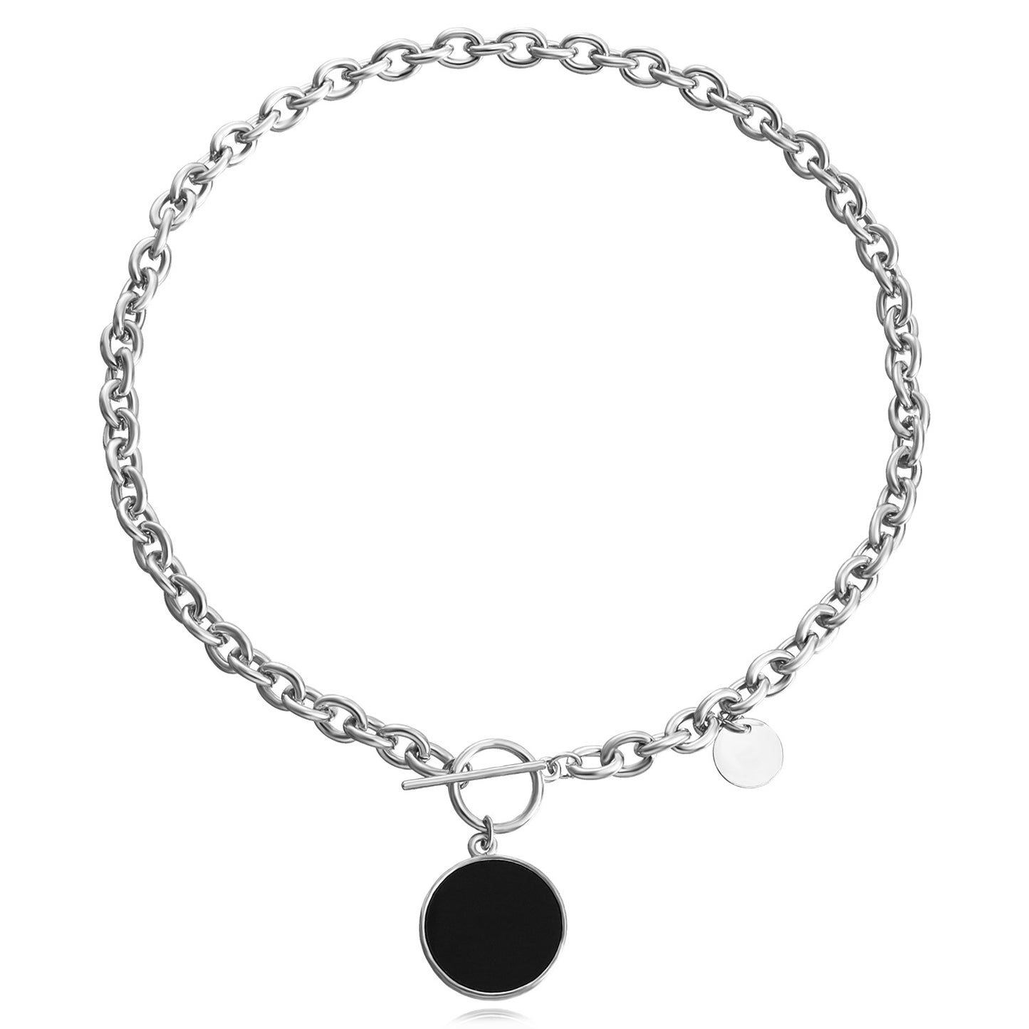 Jewelry wild berry exaggerated thick chain black mother-of-pearl necklace female trendy cool alloy sweater chain