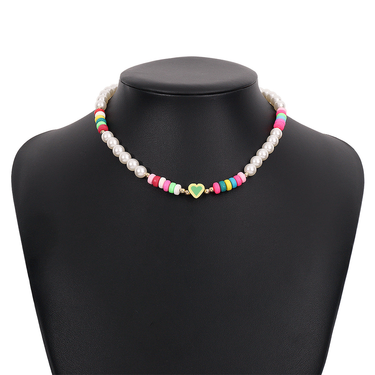 N9966 Bohemian Ethnic Necklace Imitation Pearl Soft Pottery Colorful Necklace Leisure Vacation Pendant
