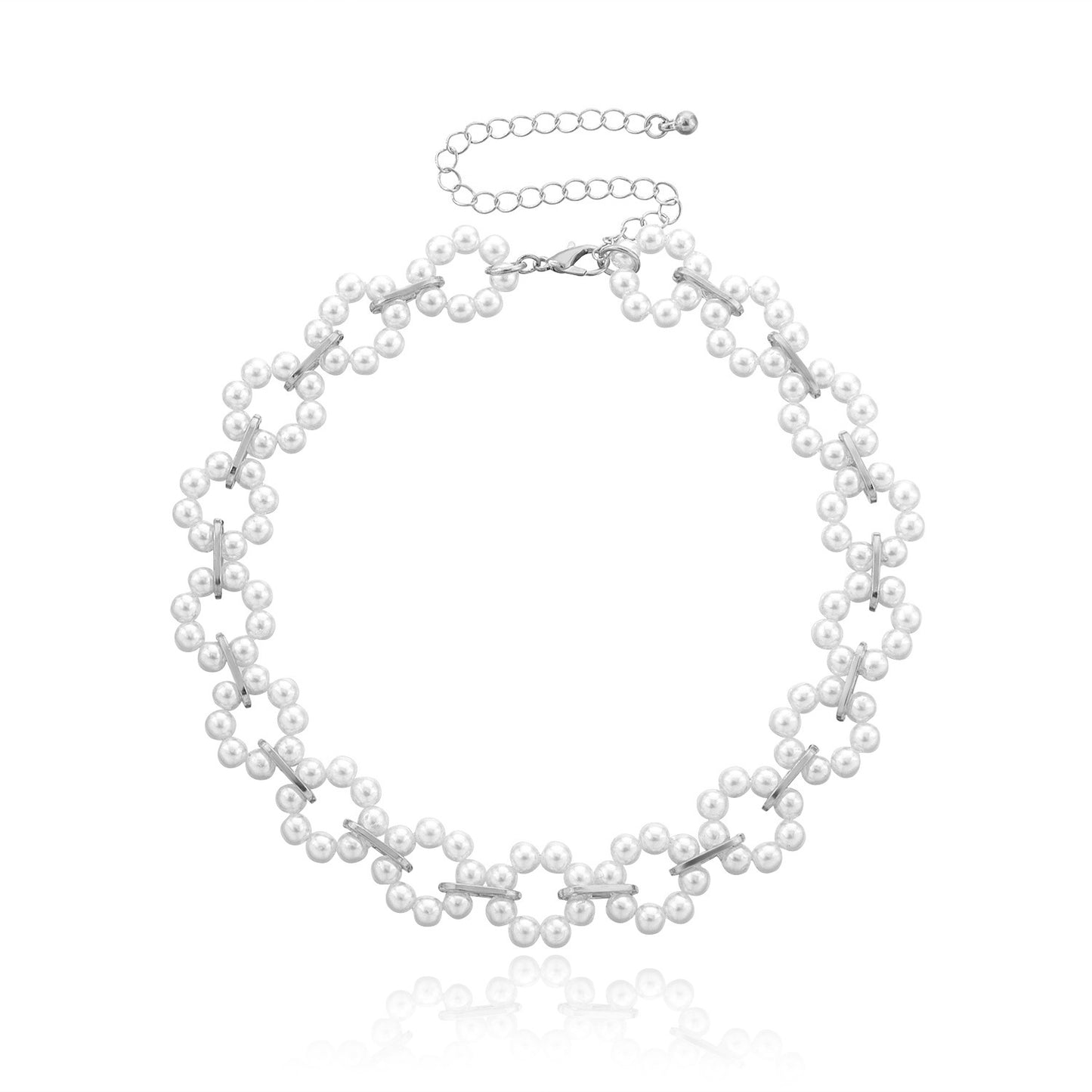 Jewelry Fashion Personality Pearl Short Clavicle Chain Trend Design Love Ring Flower Necklace