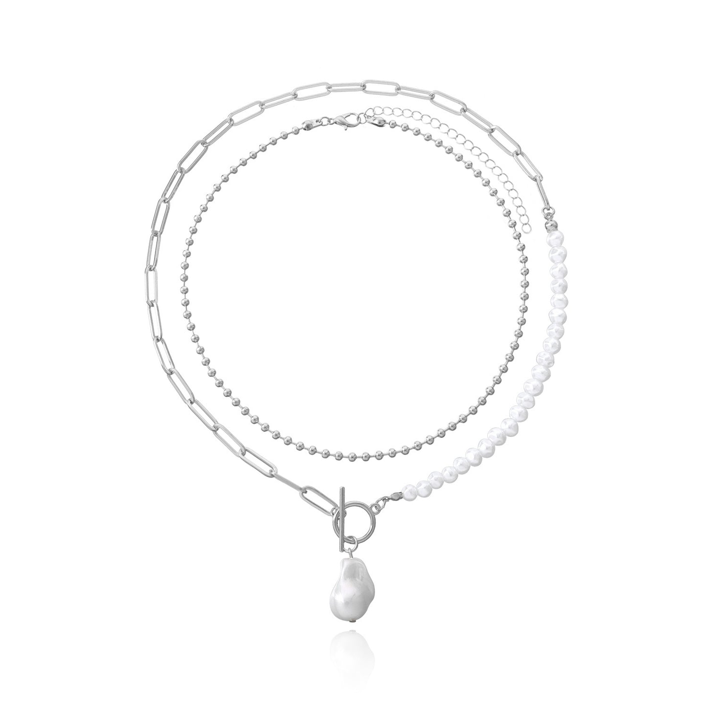 Jewelry Temperament Short Shaped Pearl Pendant Necklace Female Creative Trend Double Bead Necklace