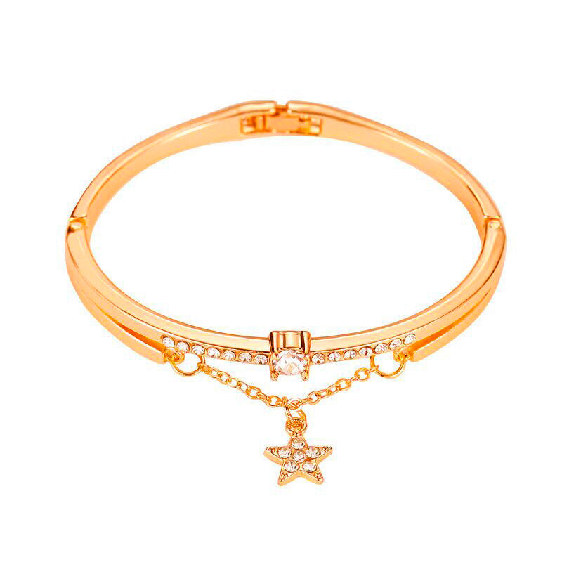 Bracelet rose gold five-pointed star diamond metal women's bracelet literary student bracelet jewelry