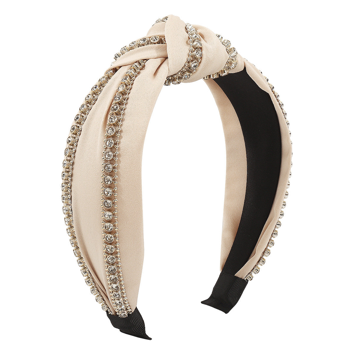 F5149 Creative Personality Rhinestone Knotted Headband Retro Elegant Temperament Pure Color Sweet Fashion Headband