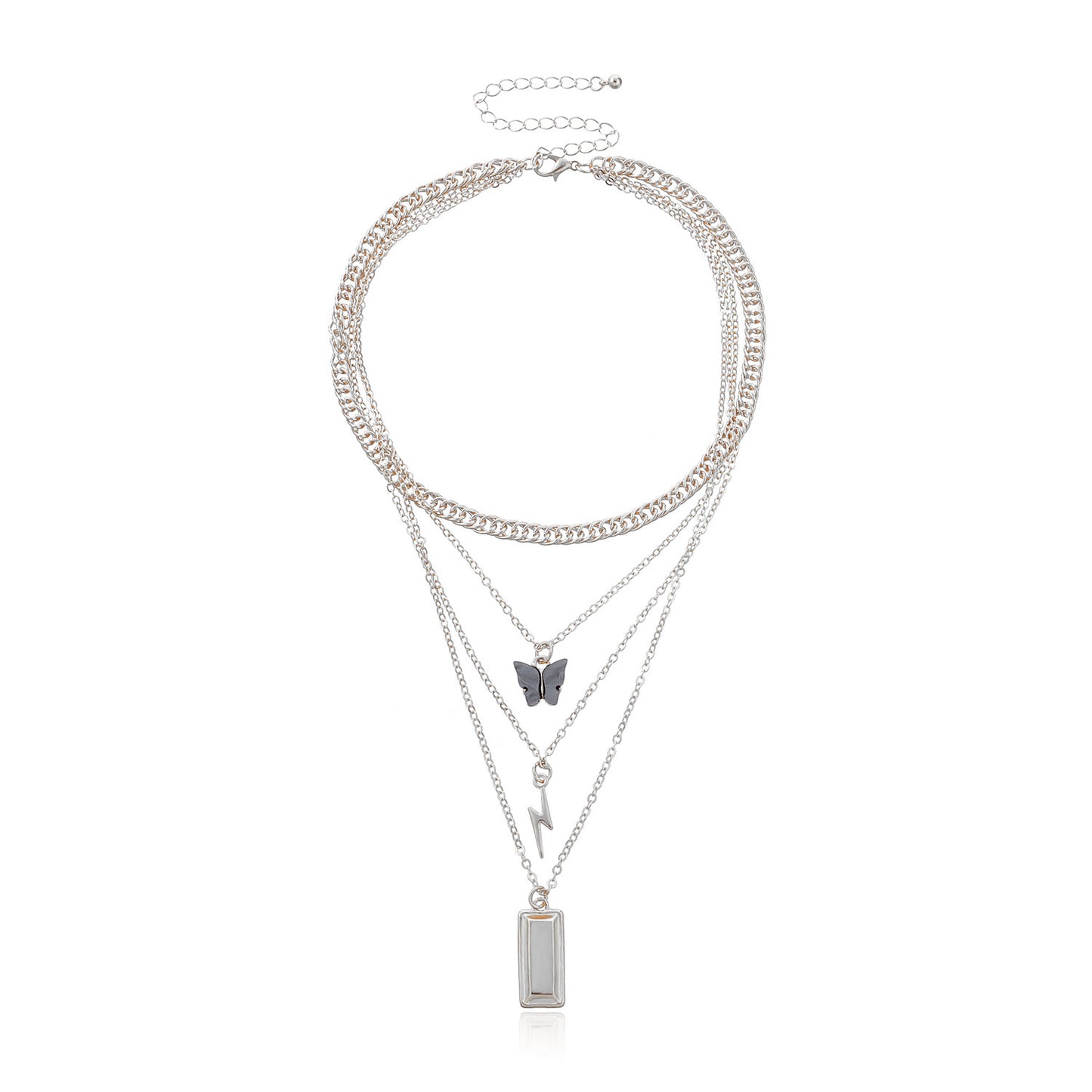Jewelry Butterfly Lightning Nugget Pendant Retro Fashion Multilayer Alloy Short Necklace Women