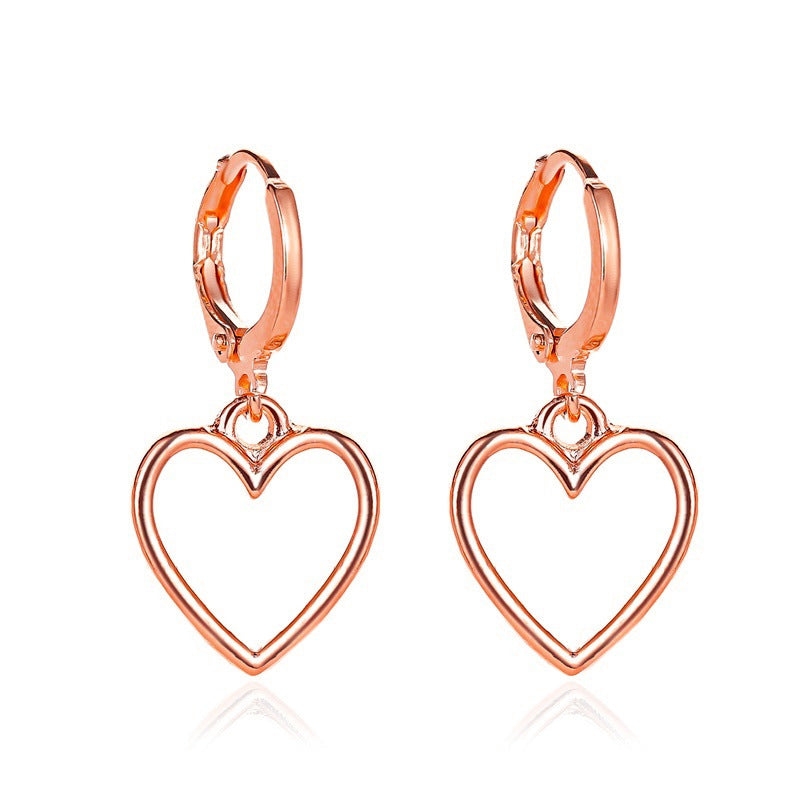 Earrings Simple Hollow Heart Earrings Small Fresh Versatile Metal Heart Earrings