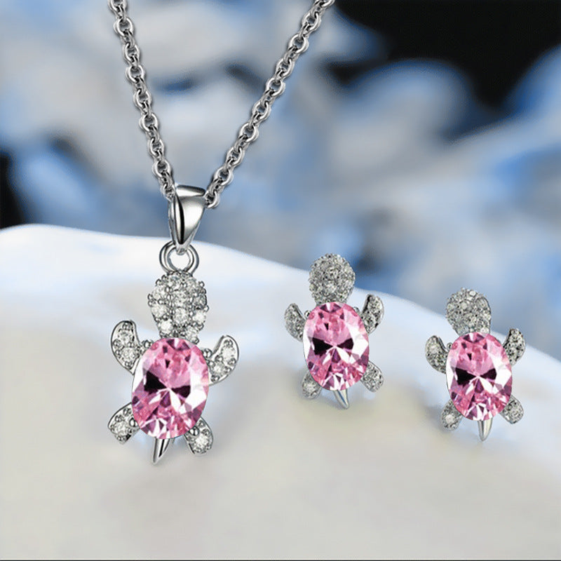 Jewelry Fashion Niche Design Turtle Earrings Necklace Set Female Animal Series Jewelry