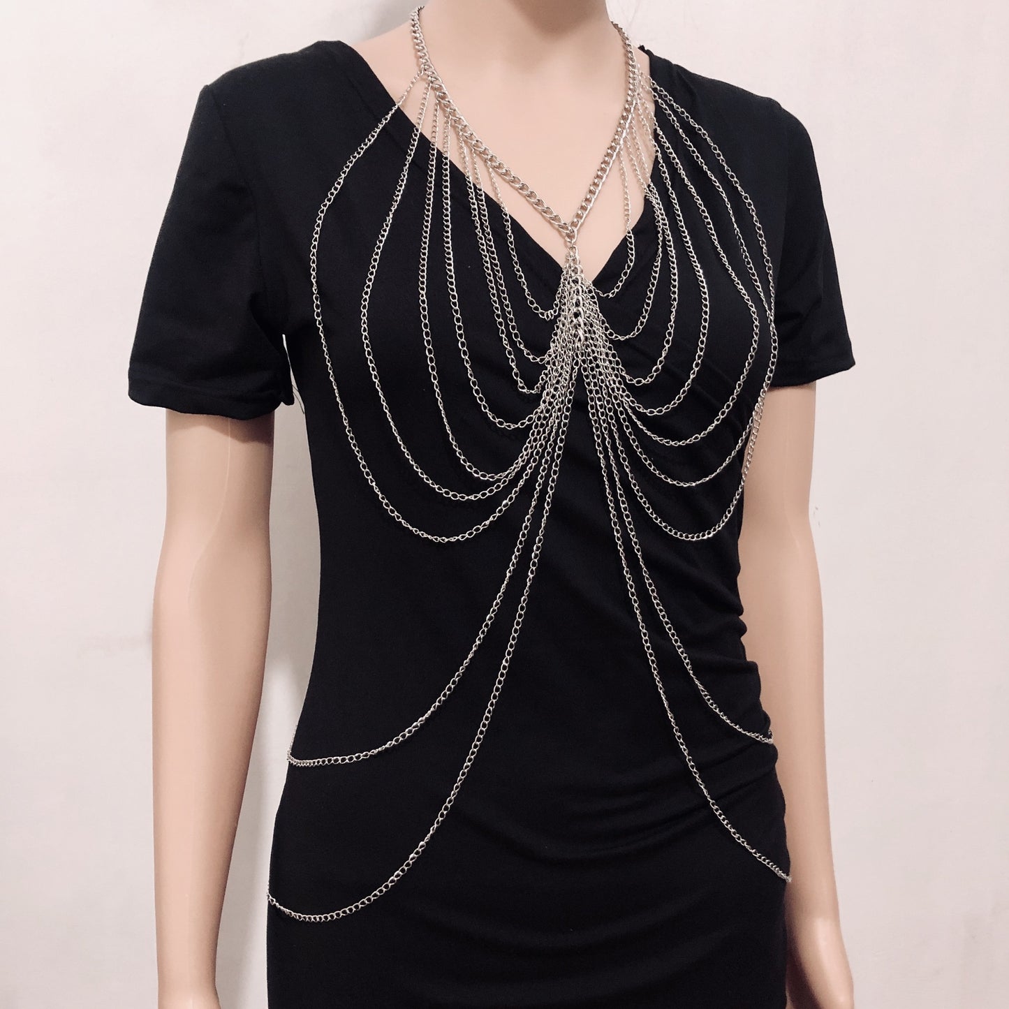 Multilayer Gold Tassel Necklace Sexy Metal Body Chain Bikini Chest Chain Jewelry BodyChain