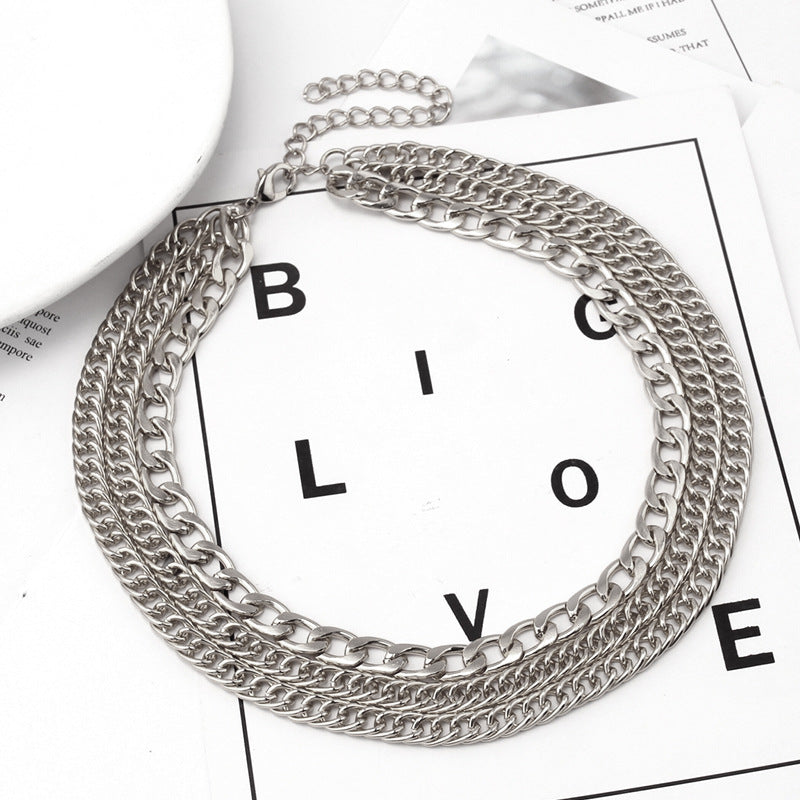 Fashion exaggerated retro metal accessories multi-layer chain collarbone chain trend ethnic necklace