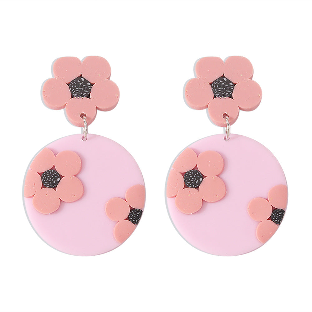 E138 small fresh earrings spring and summer outing sweet flower earrings soft pottery color fashion earrings women
