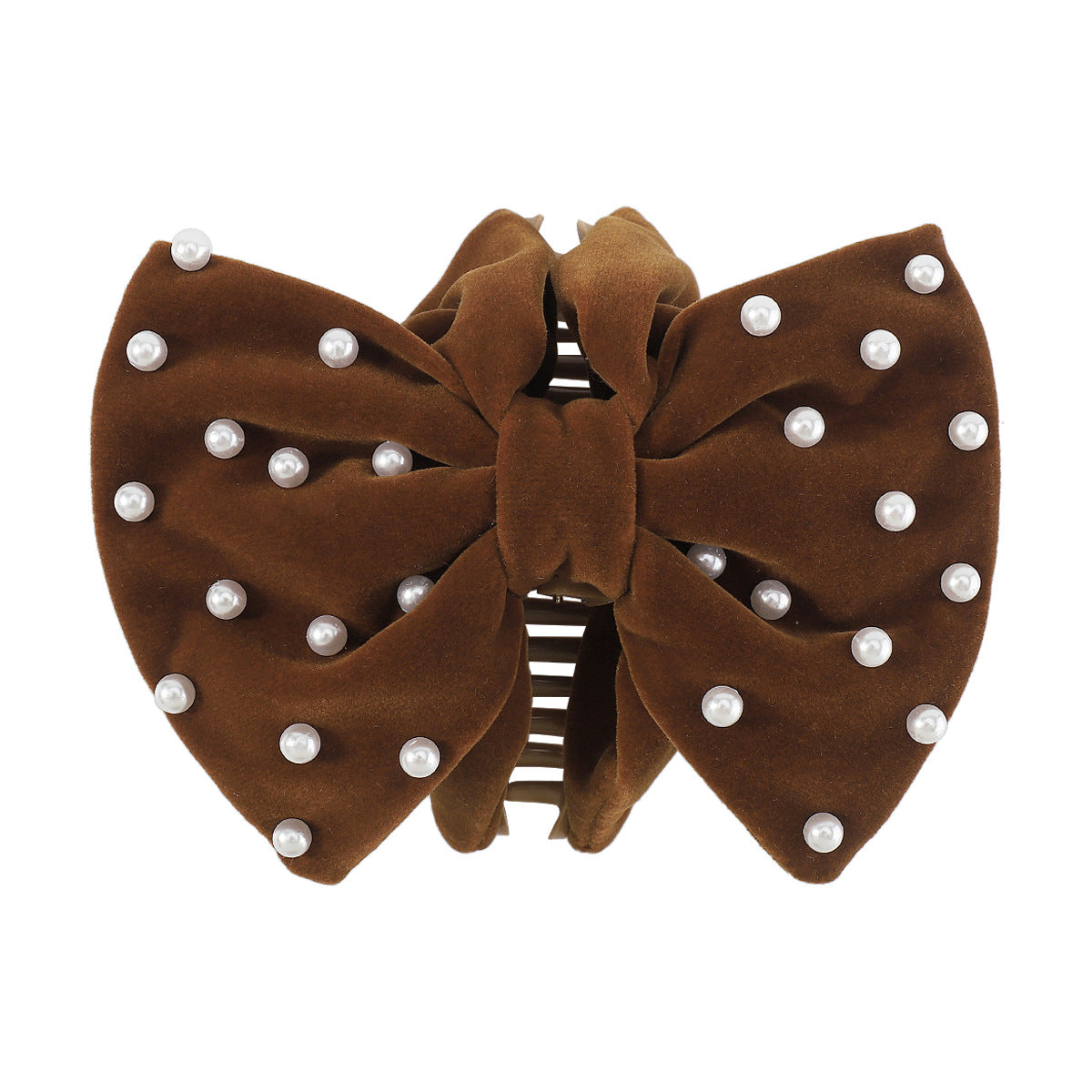 F5263 French autumn and winter velvet pearl hair clip creative fashion sweet age reduction creative bow ponytail clip