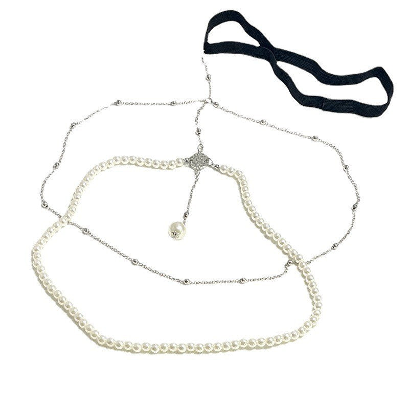 Fashion pearl chain leg chain female exaggerated multi-layer leg chain bikini beach sexy body chain jewelry