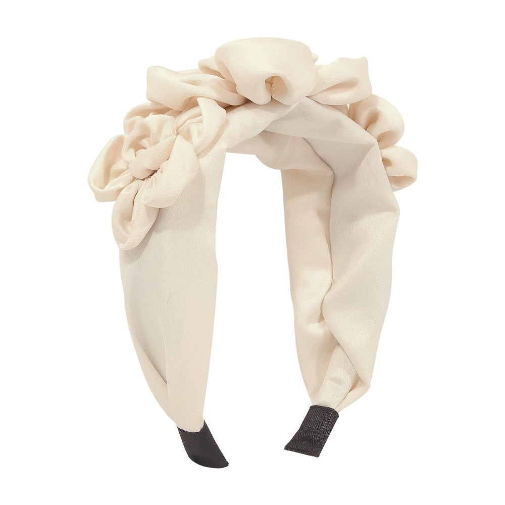 F3628 pure color net red pressure hair headband fashion fabric exaggerated flower headband niche French hair accessories for women