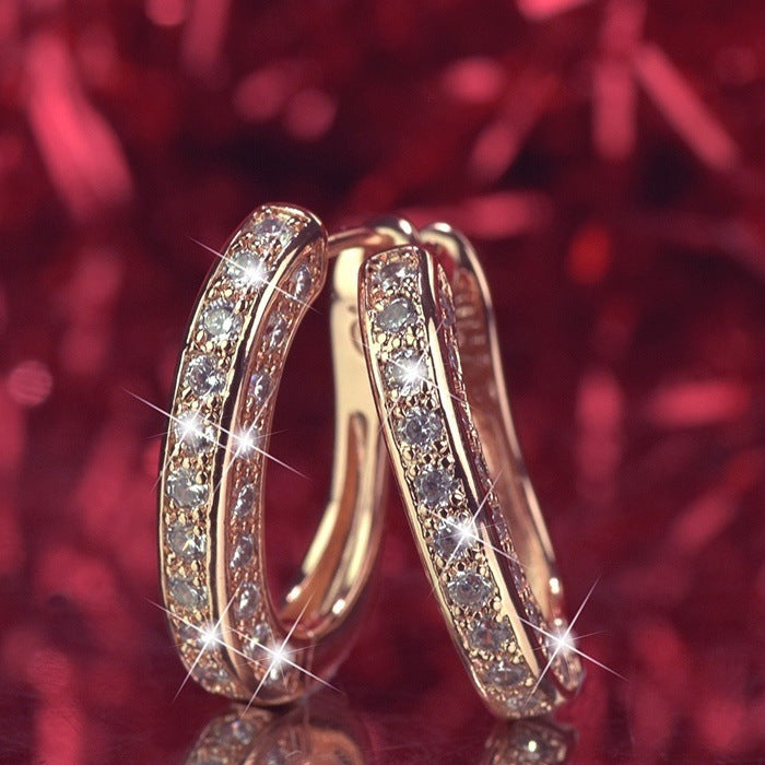 Explosive fashion jewelry full of diamonds light luxury niche design ear clip female earrings jewelry