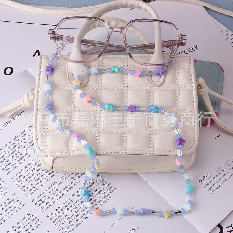 Crystal Butterfly Heart Decoration Glasses Chain Silicone Non-slip Anti-lost Hanging Chain Mask Rope