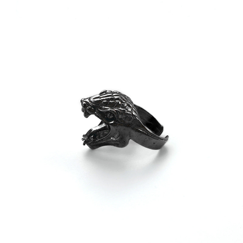 Jewelry Personality Hip Hop Dragon Head Skull Clip Smoke Ring Male Open Ring Punk Exaggerated Jewelry