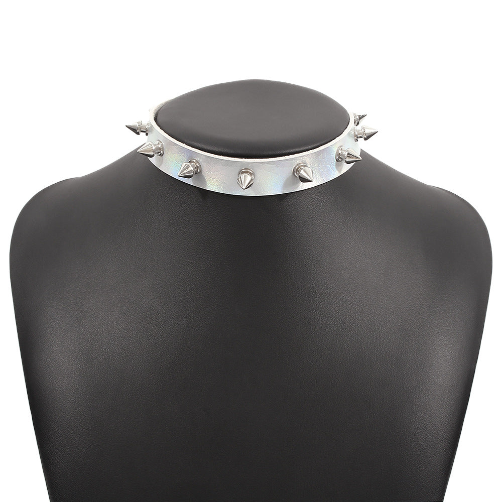 N9697 Jewelry Personality Exaggerated Rivet Leather Necklace Punk Harajuku Collar Necklace