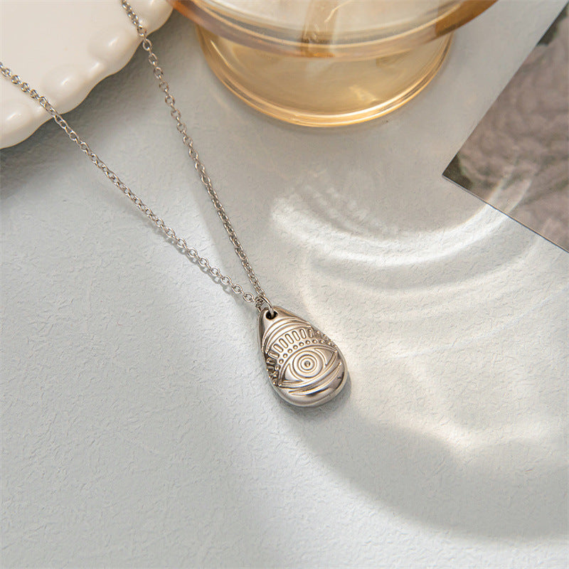 Drop Shape Metal Geometric Necklace Fashion Gold Plated Devil's Eye Clavicle Chain Niche Design