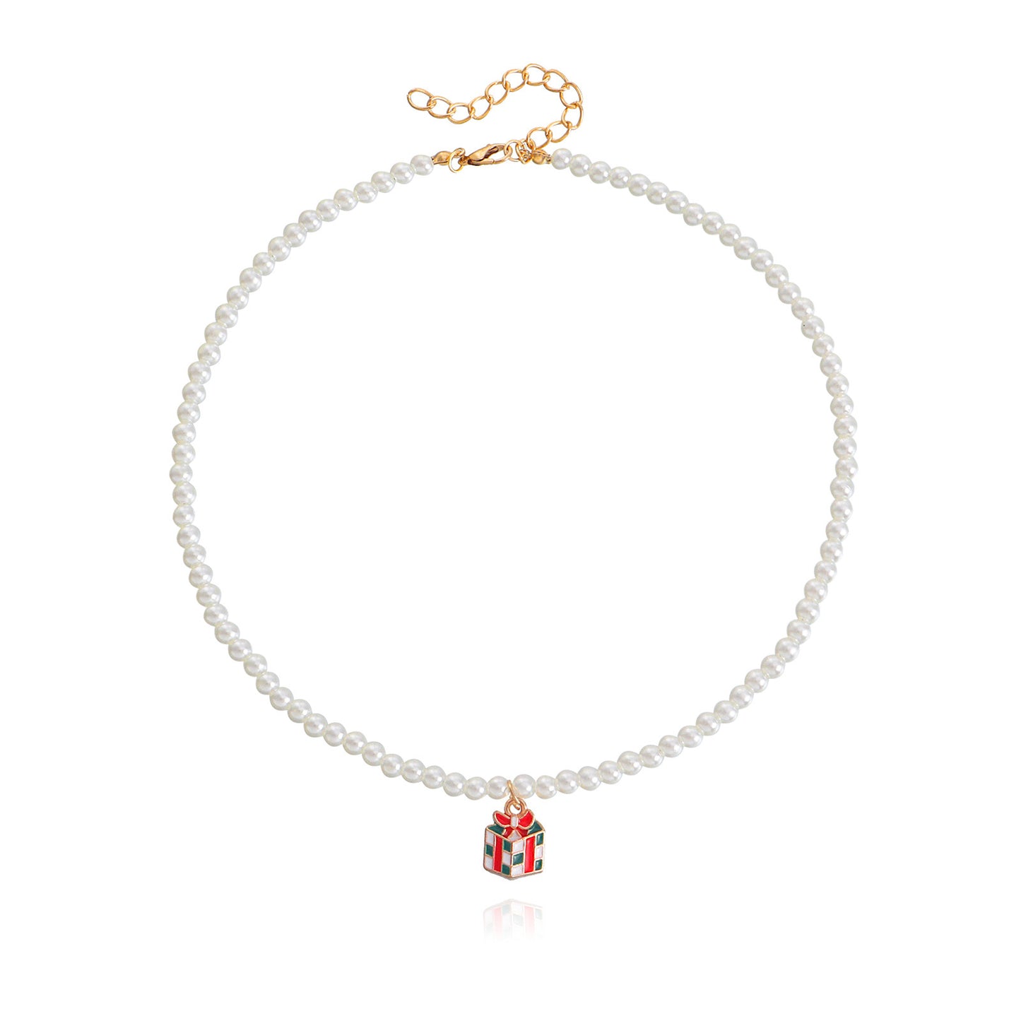 Jewelry Fashion Pearl Chain Drip Oil Snowflake Bell Christmas Tree Accessories Necklace Female Christmas Sweater Chain